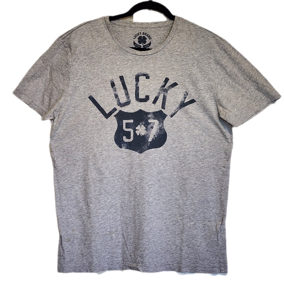 Mens Lucky Brand T Shirt Lucky 57 Cotton Tee Heather Grey Large